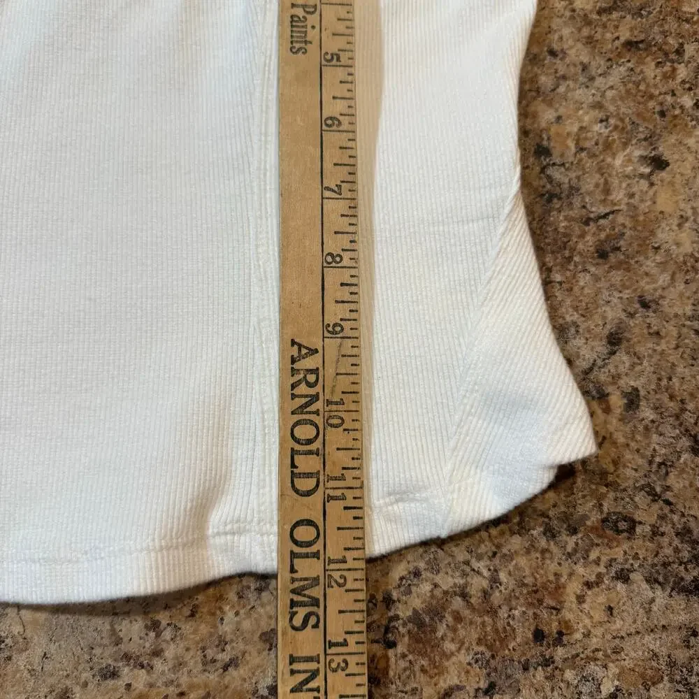 Anthropologie | Summer Preppy Ribbed Corset Puff Sleeve Cotton Tank Top Sz XS